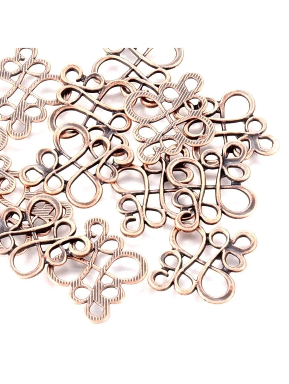 Antique Copper Art Deco Nouveau Flourish Swirl Charms Connectors Link Lot 10 pcs
